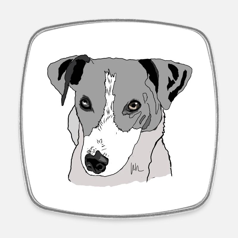 Jack Russel Terrier - Magnet carré - blanc