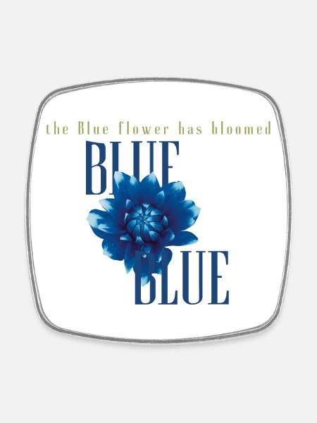 Blue Bloom Flower Graphic - Square fridge magnet - white