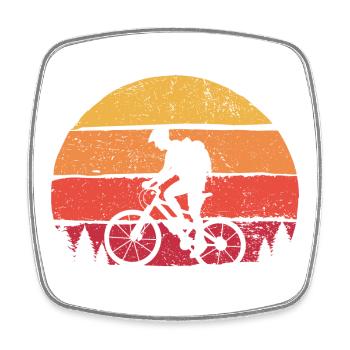 Silhouette du coucher de soleil du cycliste jumeau - Magnet carré - blanc - Devant