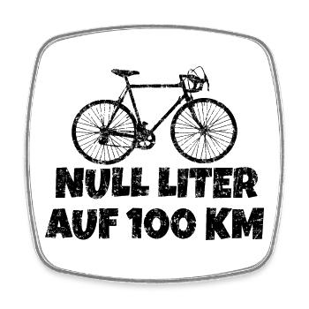 Null Liter auf 100 KM Rennrad (Vintage Schwarz) - Viereckiger Kühlschrankmagnet - Weiß - Vorne