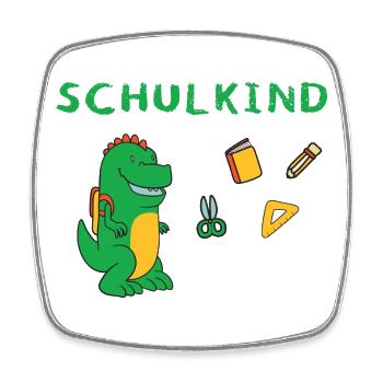 Schoolchild Dino 2023 with equipment - Square fridge magnet - white - Front