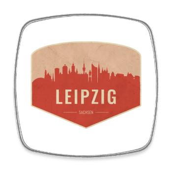 Leipzig Skyline Abzeichen Vintage - Viereckiger Kühlschrankmagnet - Weiß - Vorne