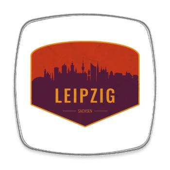 Leipzig Skyline Shield - Viereckiger Kühlschrankmagnet - Weiß - Vorne