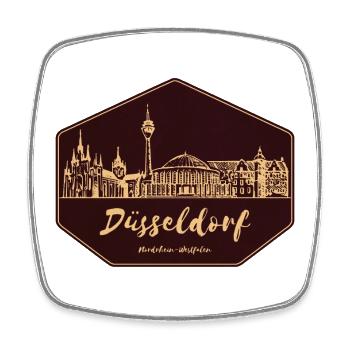 Düsseldorfer Skyline Badge - Viereckiger Kühlschrankmagnet - Weiß - Vorne