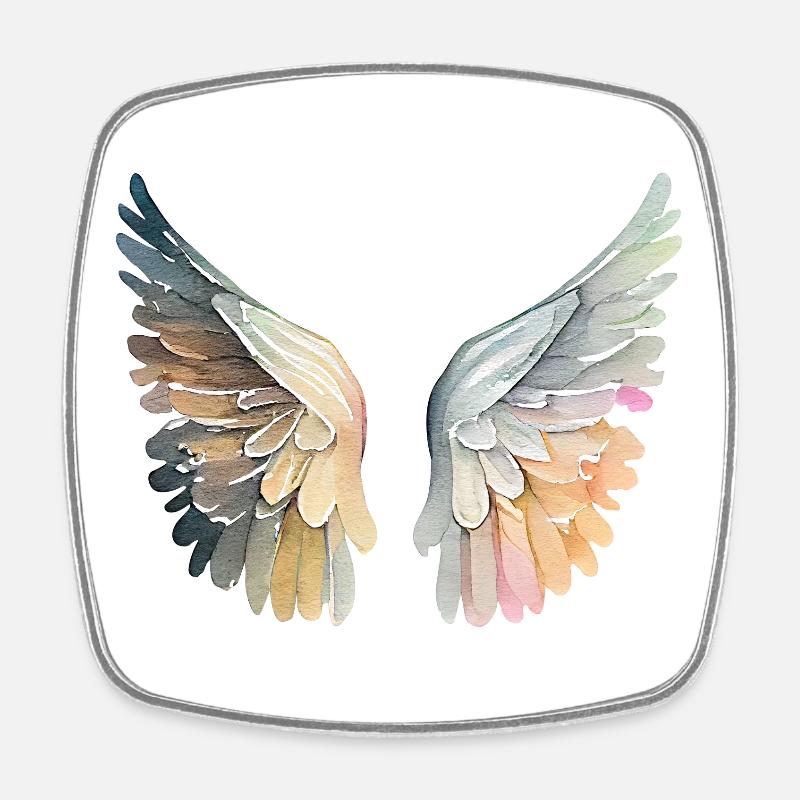 Artistic pastel angel wings - Square fridge magnet - white