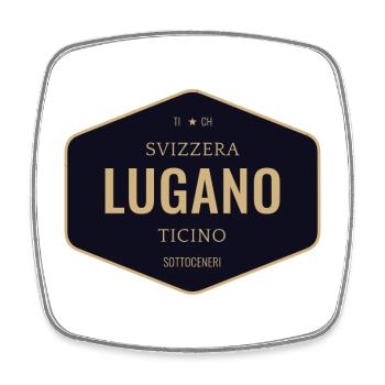 Lugano, Switzerland - Square fridge magnet - white - Front