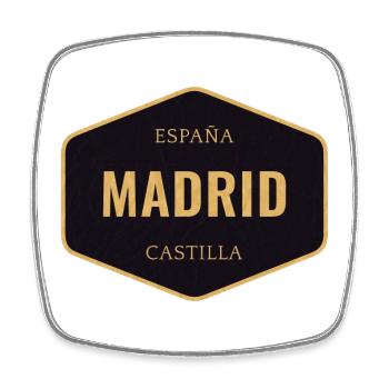 Badge Vintage Madrid Espagne - Magnet carré - blanc - Devant