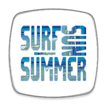 Summer Surf Blue Beach Sea Water Sun - Square fridge magnet - white - Front