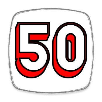 50 ANS. 50e ANNIVERSAIRE. ANNIVERSAIRE 50 ANS. 50 - Magnet carré - blanc - Devant