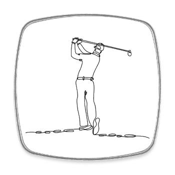 Golf Player Line Art Black - Square fridge magnet - white - Front