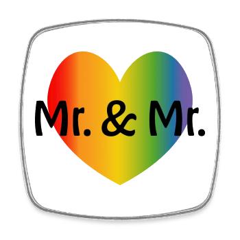 Regenbogen Mr and Mr 2 rainbow Herz LGBT lgbtqi - Viereckiger Kühlschrankmagnet - Weiß - Vorne
