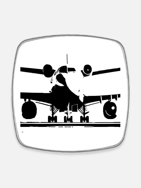 PLANE - Square fridge magnet - white