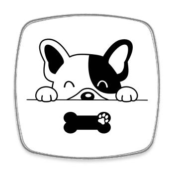 chien, dog, french bulldog - Magnet carré - blanc - Devant