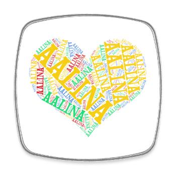 t-shirt Aalina heart t-shirt word cloud - Square fridge magnet - white - Front