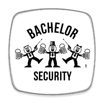 Bachelor Security (JGA / Karikatur / Tanz / 1C) - Viereckiger Kühlschrankmagnet - Weiß - Vorne