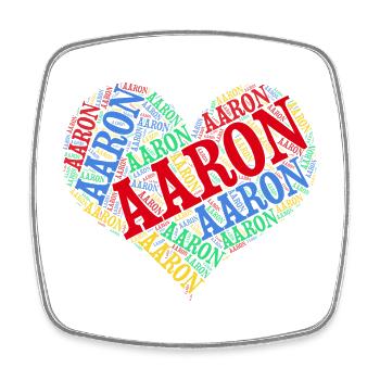 Aaron T-Shirt T-Shirt Wortwolke Herz-Tags - Viereckiger Kühlschrankmagnet - Weiß - Vorne