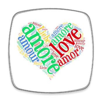 t-shirt love love love Liebe amor word cloud - Square fridge magnet - white - Front