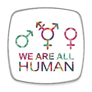 We are all Human LGBT Gender Symbols - Square fridge magnet - white - Front