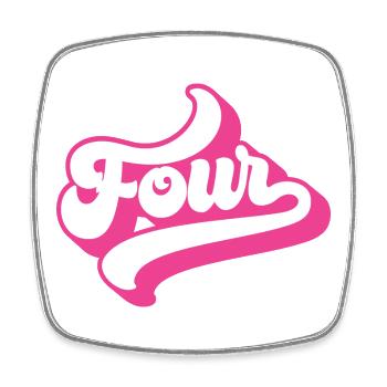 Four 4th Birthday For Girls 4 Years Old - Square fridge magnet - white - Front
