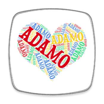 Adamo word cloud heart t-shirt gift t-shirt - Square fridge magnet - white - Front