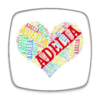 t-shirt Adelia word cloud coeur idée cadeau - Magnet carré - blanc - Devant