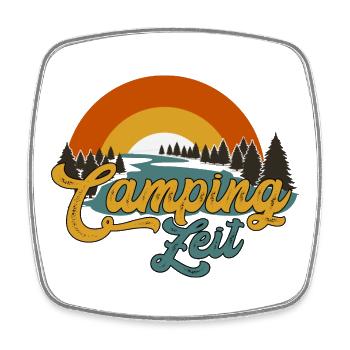 Camper Campingzeit Wohnwagen Grillen Urlaub - Viereckiger Kühlschrankmagnet - Weiß - Vorne
