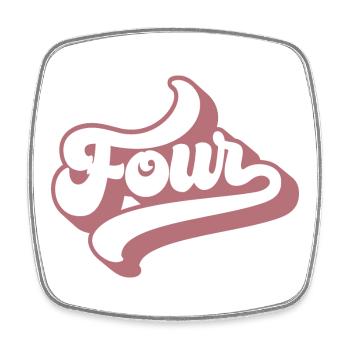 Four 4th Birthday For Girls 4 Years Old - Square fridge magnet - white - Front