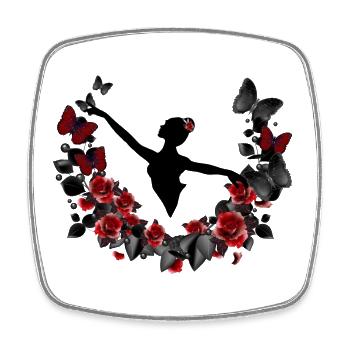 Ballerina Silhouette mit Eukalyptus & roten Rosen - Viereckiger Kühlschrankmagnet - Weiß - Vorne