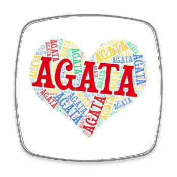 t-shirt Agata word cloud coeur t-shirt - Magnet carré - blanc - Devant