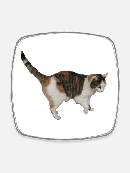 Katze - Fyrkantig kylskåpsmagnet - vit