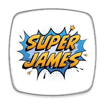 Super James - Viereckiger Kühlschrankmagnet - Weiß - Vorne