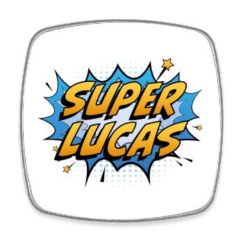 Super Lucas - Viereckiger Kühlschrankmagnet - Weiß - Vorne