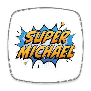 Super Michael - Viereckiger Kühlschrankmagnet - Weiß - Vorne