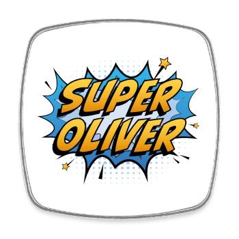 Super Oliver - Square fridge magnet - white - Front