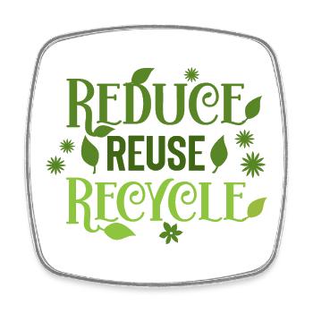 Reduce Reuse Recycle - Square fridge magnet - white - Front