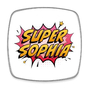Super Sophia - Square fridge magnet - white - Front