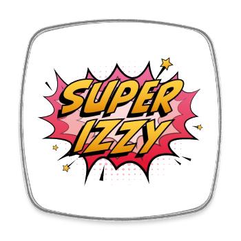 Super Izzy - Square fridge magnet - white - Front