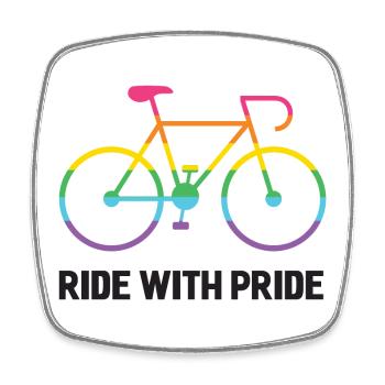 LGBTQ-Radfahrer - Fahre mit Stolz - Viereckiger Kühlschrankmagnet - Weiß - Vorne
