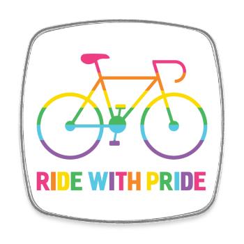 LGBTQ-Radfahrer - Fahre mit Stolz - Viereckiger Kühlschrankmagnet - Weiß - Vorne