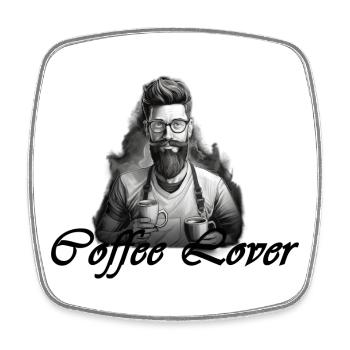 Barista Coffee Lover Black - Square fridge magnet - white - Front