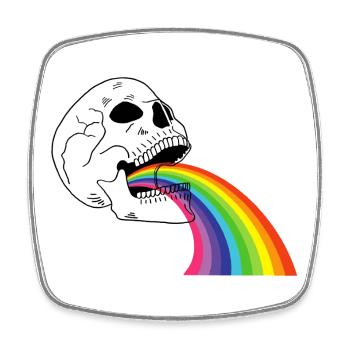 Rainbow skull - Square fridge magnet - white - Front