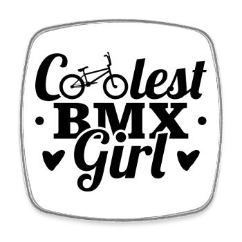 Coolest BMX Girl - Square fridge magnet - white - Front