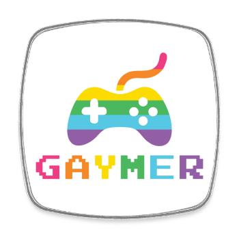 LGBTQ Pride Month - Gaymer Pixel Schriftart - Viereckiger Kühlschrankmagnet - Weiß - Vorne