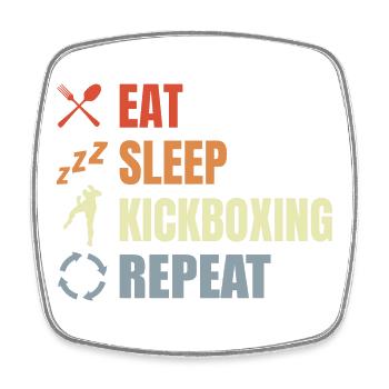 Eat Sleep Kickbox Repeat - Square fridge magnet - white - Front