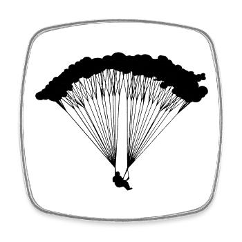 Fallschirmspringer in Wolken Silhouette - Viereckiger Kühlschrankmagnet - Weiß - Vorne