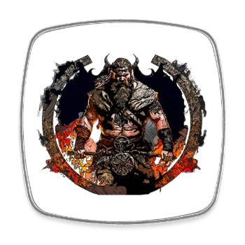 Guerriers vikings dans le cercle de feu - Magnet carré - blanc - Devant