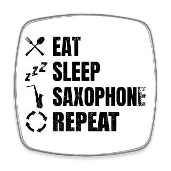 Routine quotidienne du joueur de saxophone - Magnet carré - blanc - Devant