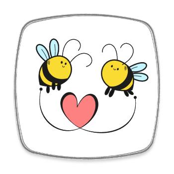 Bienen Liebe Hochzeit - Viereckiger Kühlschrankmagnet - Weiß - Vorne