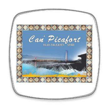 Can Picafort Coastal Landscape - Square fridge magnet - white - Front