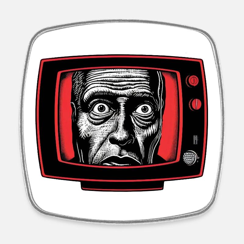 TV 02 - Square fridge magnet - white